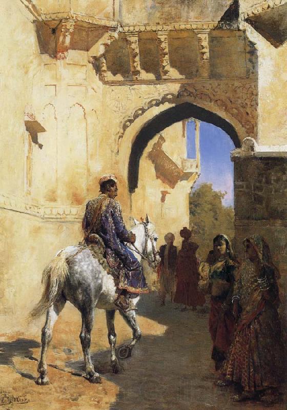 Edwin Lord Weeks A Street SDcene in North West India,Probably Udaipur Norge oil painting art